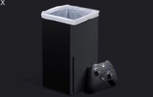 A fan mock-up of the Xbox Series X console as a bin.