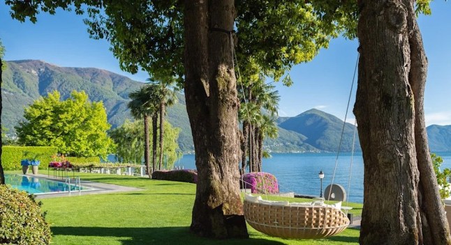 The garden beside the lake at Hotel Eden Roc Ascona