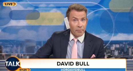 New Reform UK chair David Bull presenting TalkTV with a bandaged ear