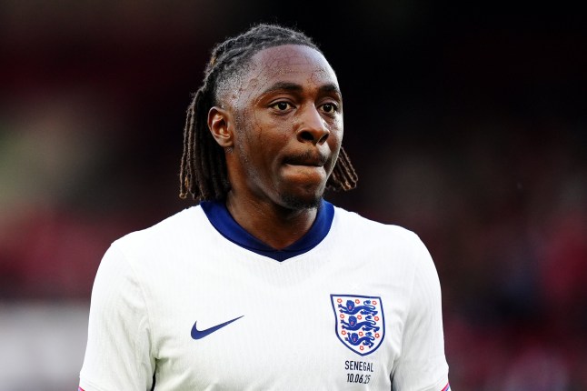 England's Eberechi Eze during the international friendly match at The City Ground, Nottingham. Picture date: Tuesday June 10, 2025. PA Photo. See PA story SOCCER England. Photo credit should read: Mike Egerton/PA Wire. RESTRICTIONS: Use subject to FA restrictions. Editorial use only. Commercial use only with prior written consent of the FA. No editing except cropping.