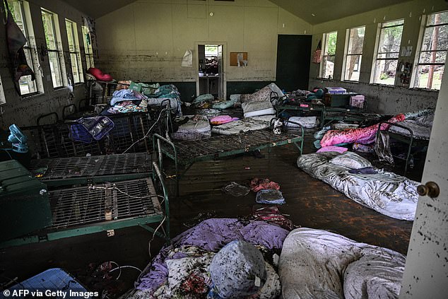 The NWS said, 'Weather Forecast Offices (WFOs) in Austin/San Antonio and San Angelo, TX had extra personnel on duty during the catastrophic flooding event in Texas' Hill Country during the July 4 holiday weekend.' Pictured is a view inside of a cabin at Camp Mystic after the flooding
