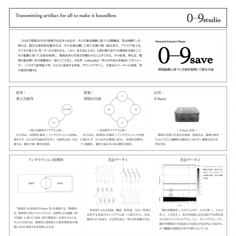 リアルタイムの環境音を楽音等に変換。ライブ音楽パフォーマー『0-9save』を発表