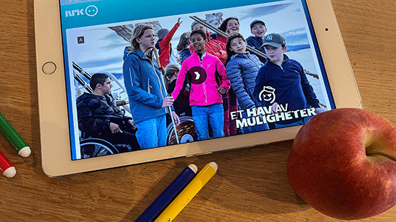 Ipad som viser NRK Super-programmet "Et hav av muligheter"