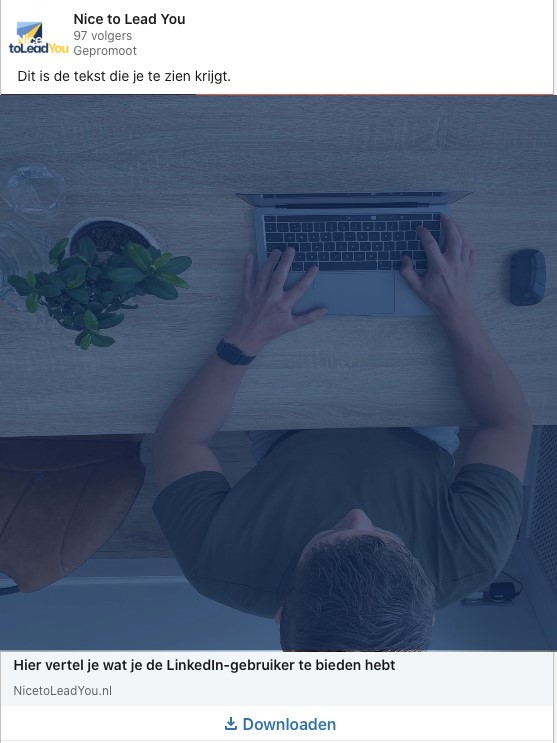 Voorbeeld van een single image LinkedIn Lead Gen Form