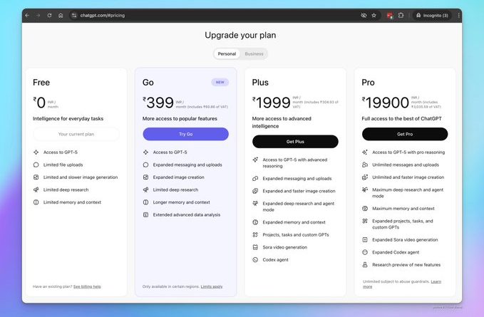 chatgpt 399 plan