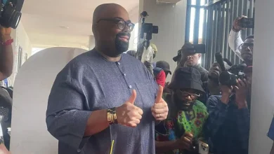 Labour Party Candidate Olumide Akpata casts his vote