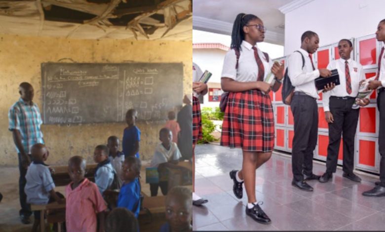 Public School and Private school contrast