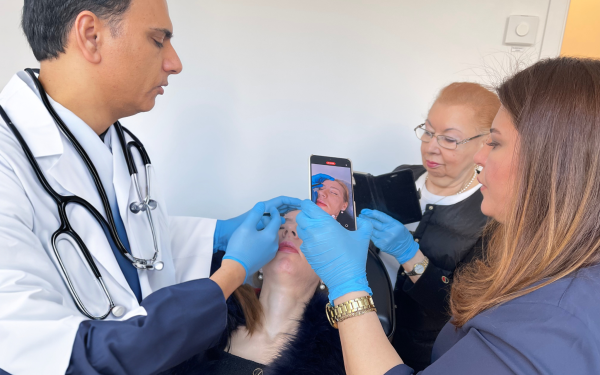 a woman getting a aestetic injection treamtent done