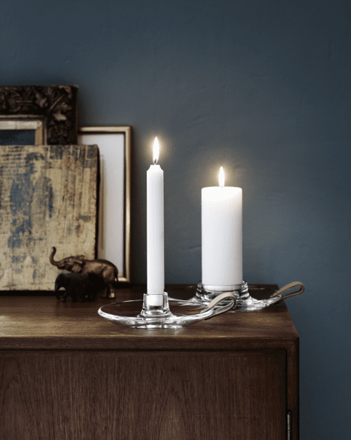 Holmegaard - Candle holder with Leather handle