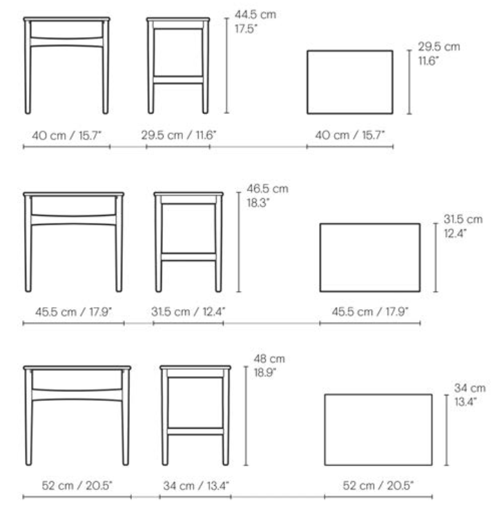 CH004 Nesting Tables Dimensions