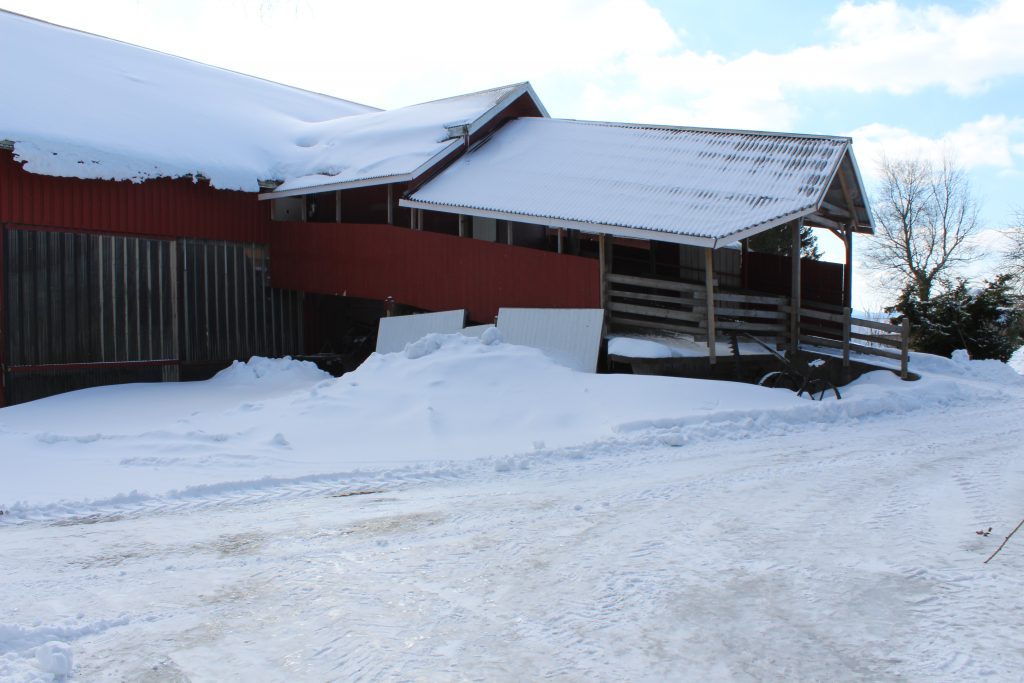 Bilde av inngangspartiet med lasterampe vinter