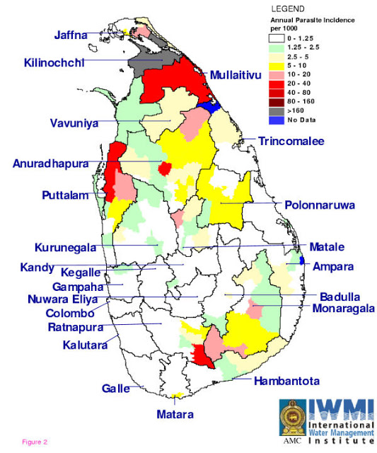 Malaria forekomst Sri Lanka