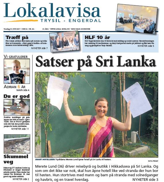 Mediomtale av Norlanka Travels i Lokalavisa