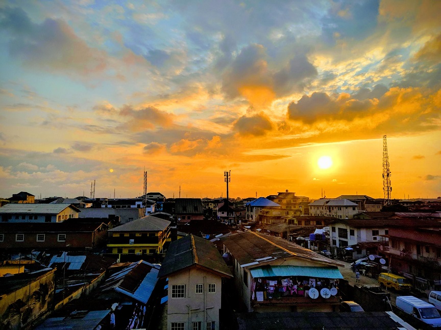A panorama with houses in Lagos, Nigeria