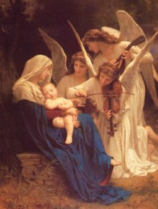 Englene synger for Maria og Jesusbarnet - maleri av William-Adolphe Bouguereau i 1881