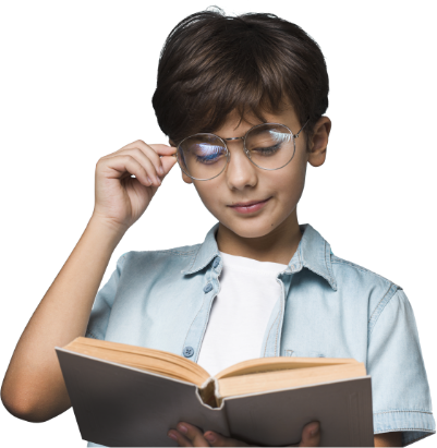 student reading book