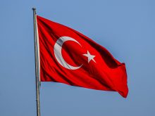 close up shot of the flag of turkey
