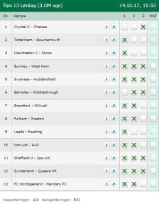 Tips 13 Lørdag den 14-10-2017