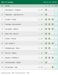 Tips 13 Lørdag den 25-11-2017