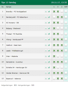 Tips 13 Søndag den 19-11-2017