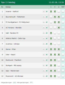 Tips 13 Søndag - 11-03-2018