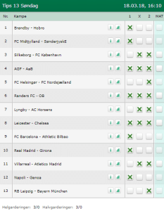 Tips 13 Søndag den 18-03-2018