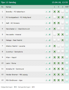 Tips 13 Søndag den 15-04-2018