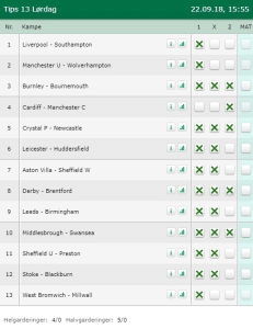 Tips 13 - Lørdag den 22-09-2018