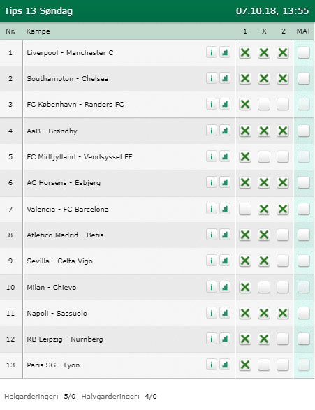 Tips 13 Søndag den 07-10-2018