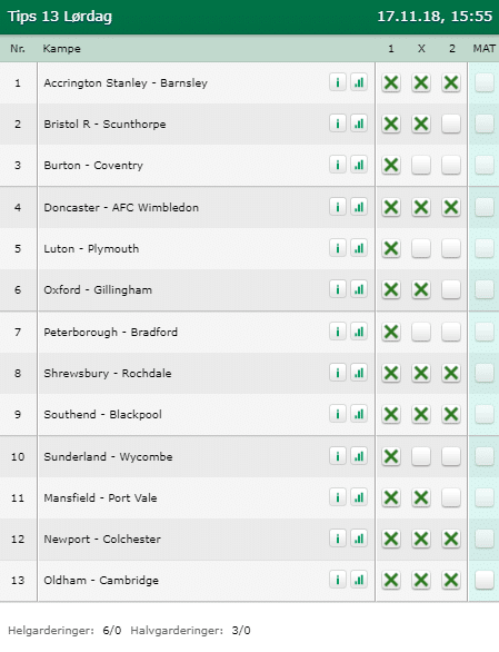 Tips 13 Lørdag den 17-11-2018