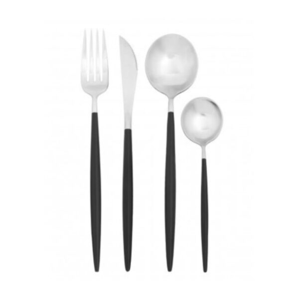 Avie Black Silver Cutlery Set