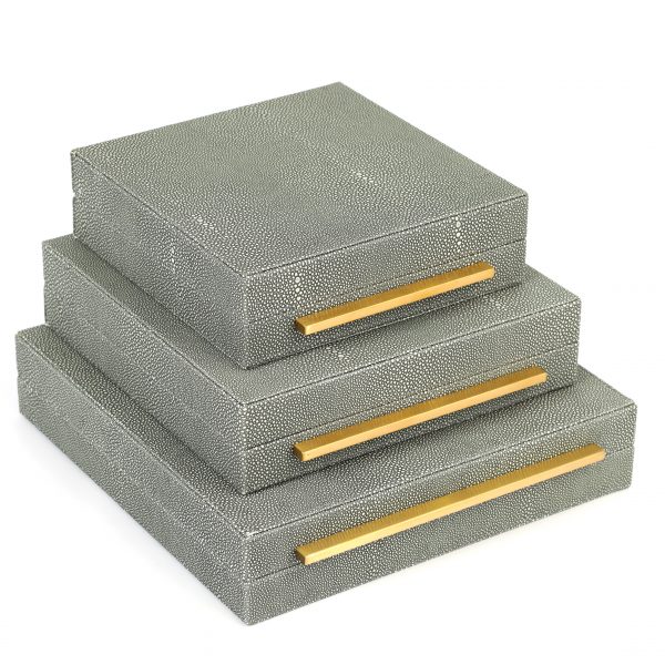 Set of 3 Grey Shagreen Boxes