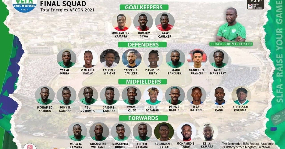 John Keister names his final Sierra Leone Afcon squad