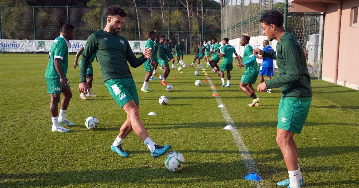 Sierra Leone players after Saturday's training at the Sueno sports centre in Antalya Turkey