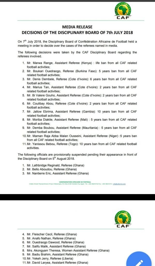 " MEDIA RELEASE DECISIONS OF THE DISCIPLINARY BOARD OF 7th JULY 2018"
