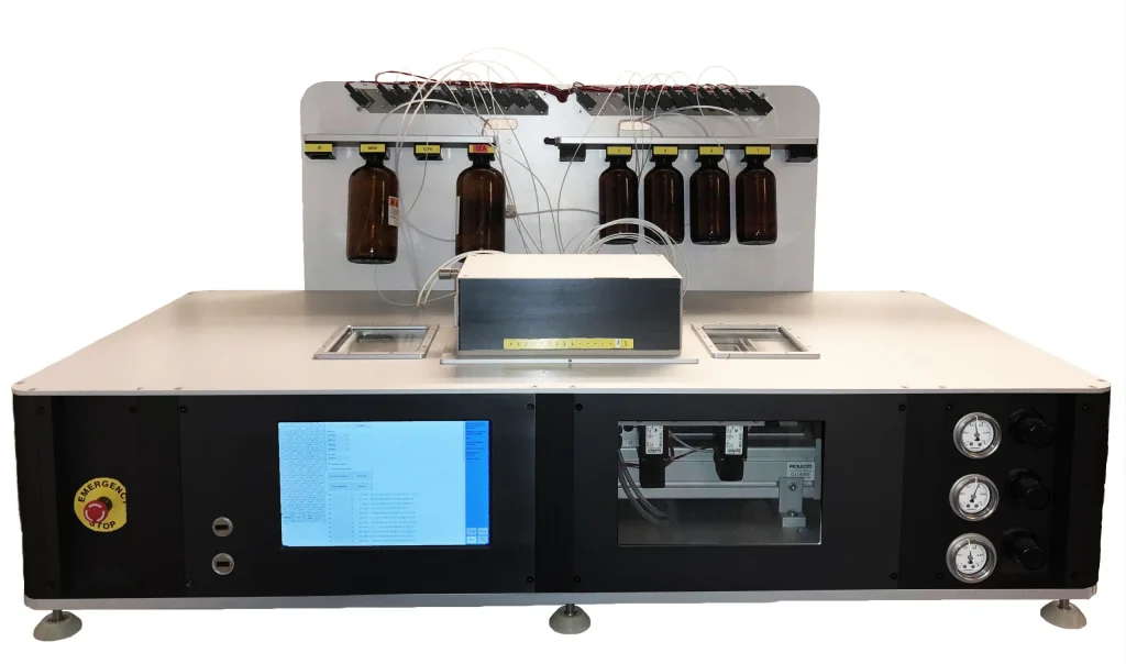 Front view of DNA synthesizer OligoMaker OM 384