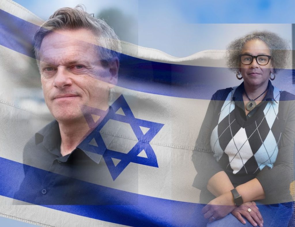 Dagmar en Altan met Israëlische vlag
