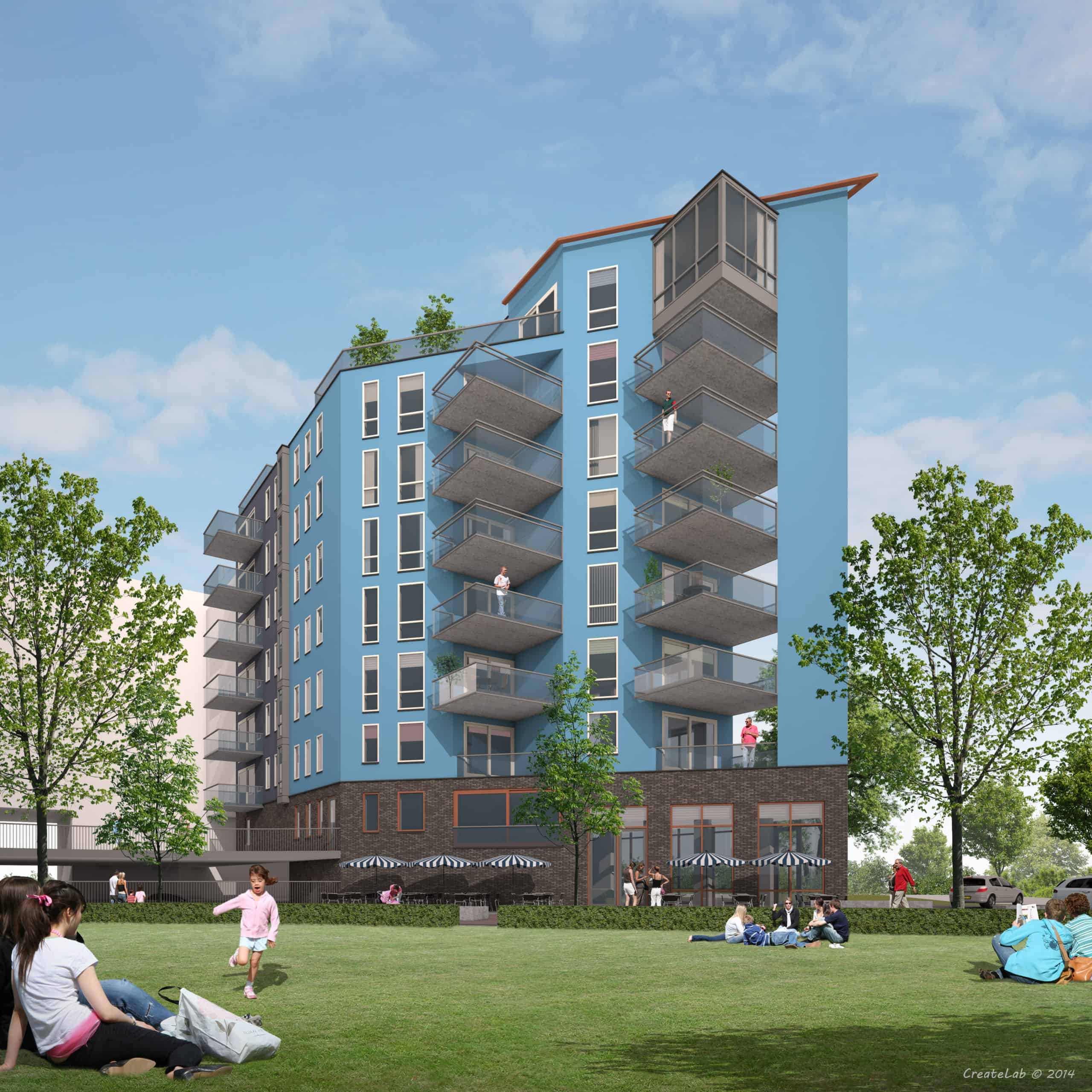 Appartementen complex impressie Homeruspark Almere Poort