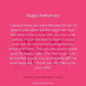 First Wedding Anniversary Wishes for Husband