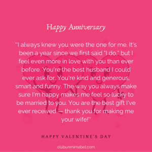 First Wedding Anniversary Wishes for Husband