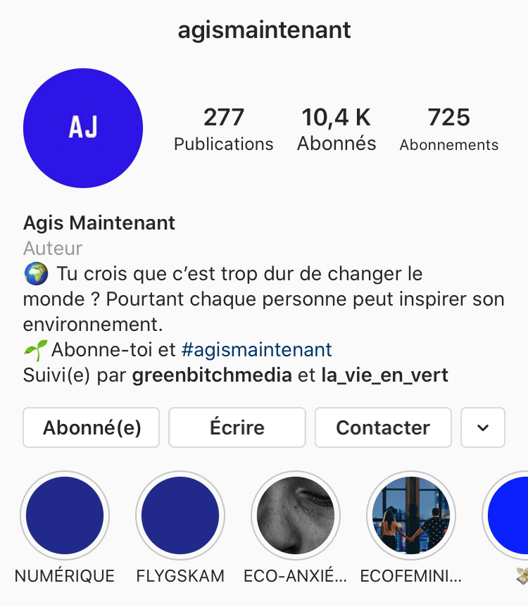 compte instagram agismaintenant