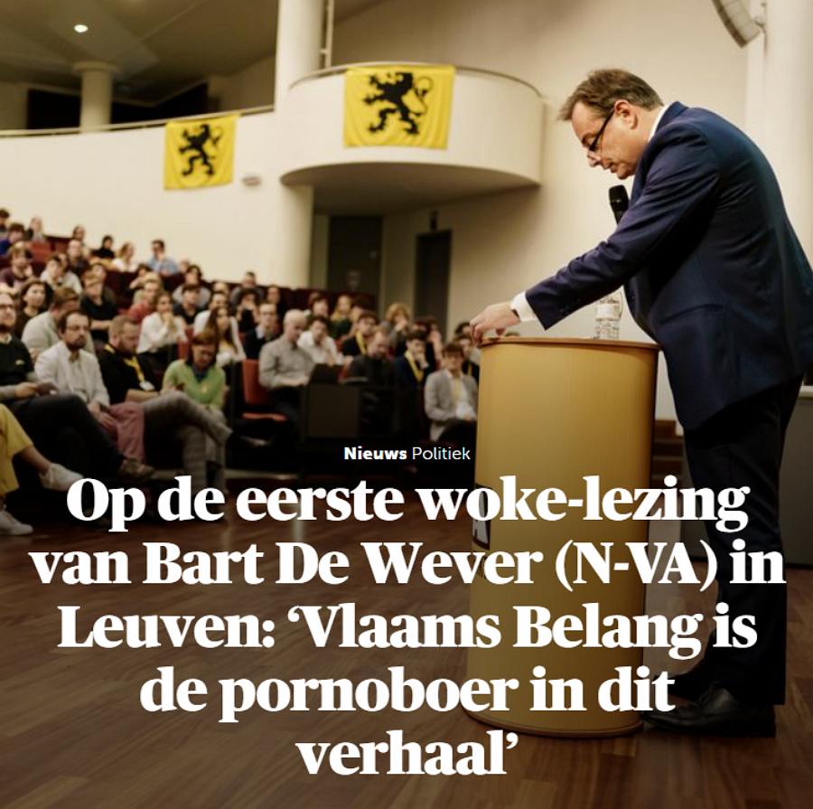 Bomvolle aula voor wokelezing van Bart De Wever Reclame voeren aan