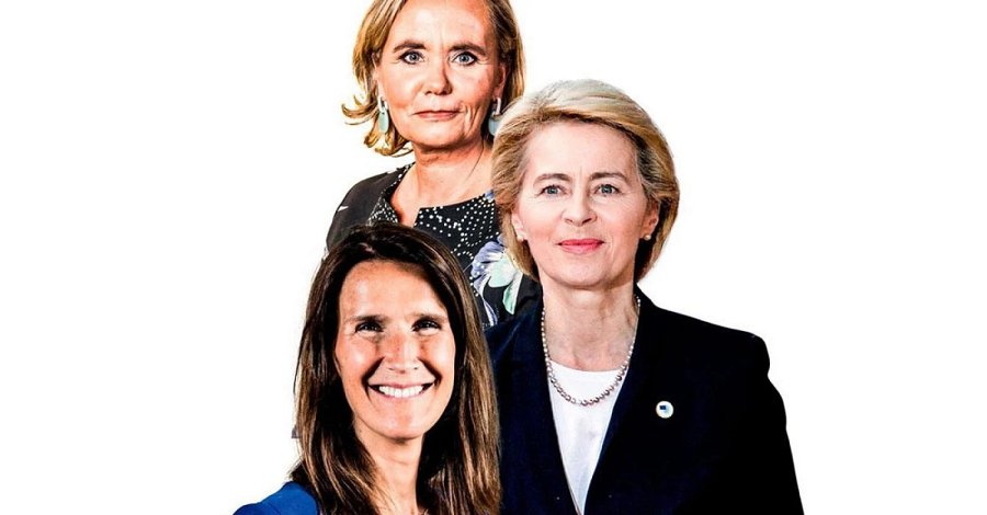 Liesbeth Homans (N-VA), Sophie Wilmès (MR) en Ursula von der Leyen (CDU). © belga