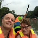 Selfie op de bamboe raft