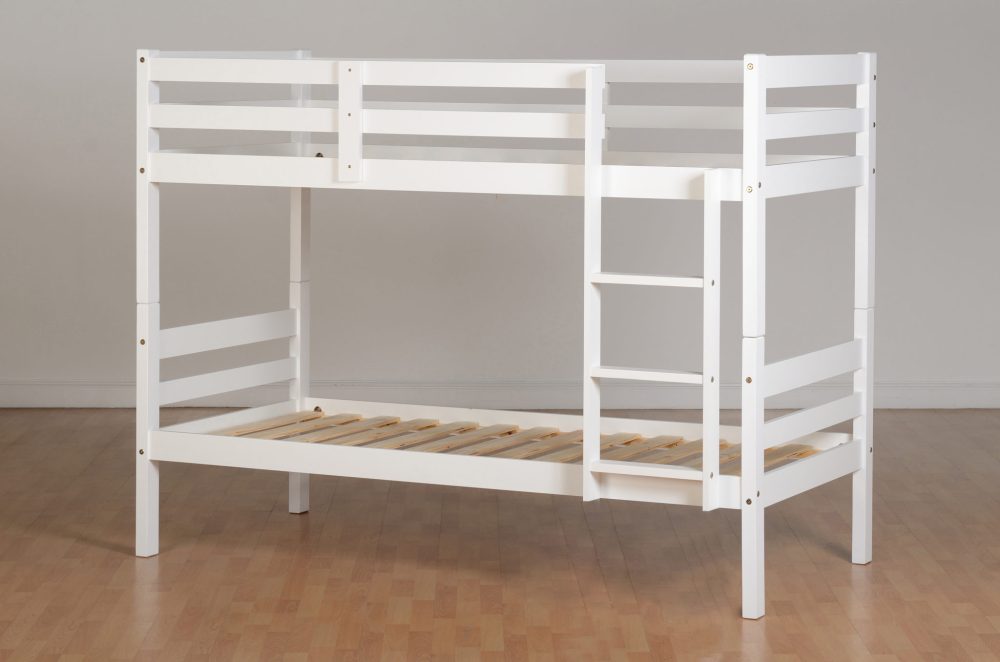 white wood bunk bed