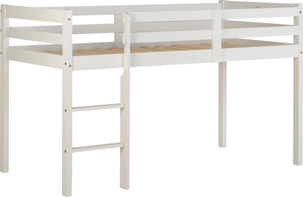 white wooden mid sleeper bed