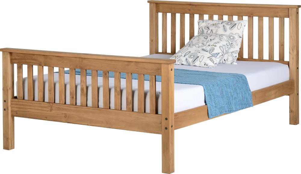 Distressed Pine Wooden High End Bed Frame 3 Sizes Available