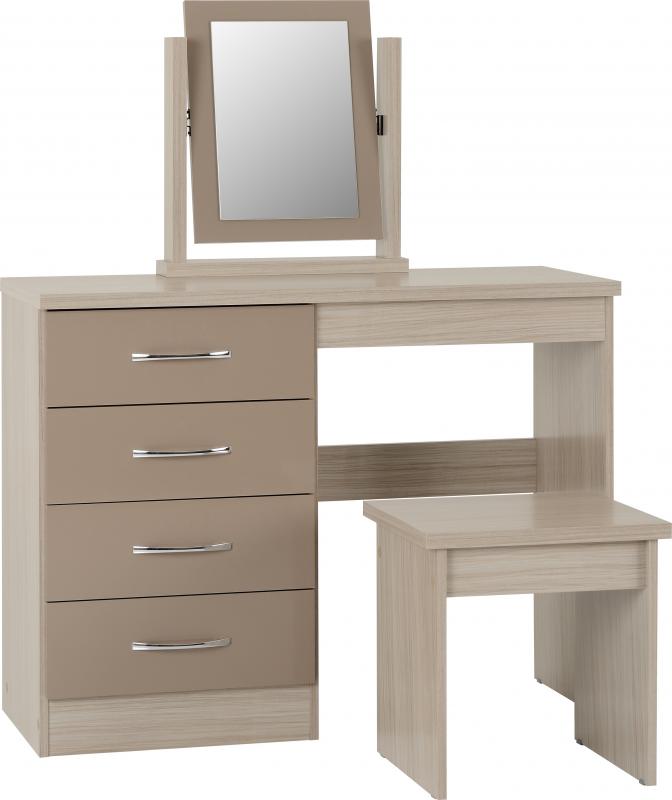 Nevada Oyster Gloss 4 Drawer Dressing Table Set