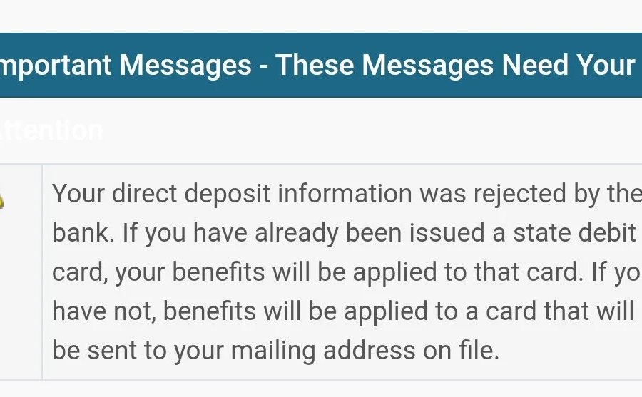 Why would a bank reject a direct deposit?