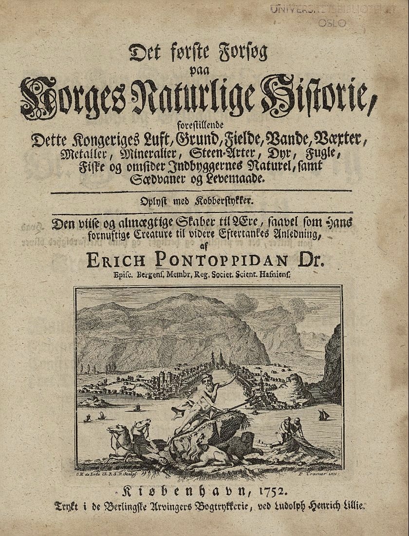 Første side av "Første forsøg på Norges Naturlige Historie"